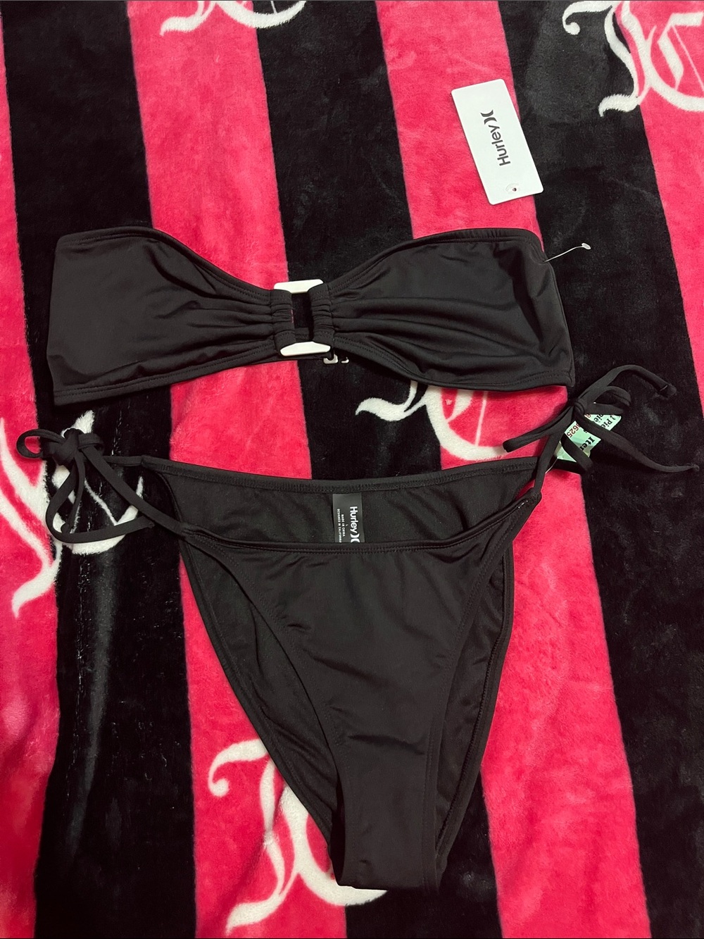 Hurley Black Bandeau Tie-Side Bikini